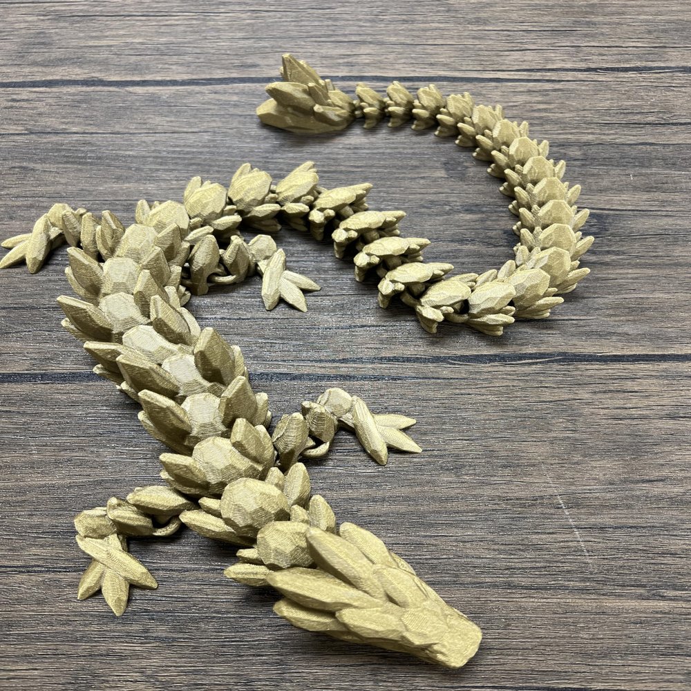 MunnyGrubbers - XL 26" Crystal Dragon Fidget Toy - Heavy Duty - 3D Printed Flexible Articulating Dragon Plastic Collectible Figurine - Surprise Egg Compatible - (Bronze Dragon)