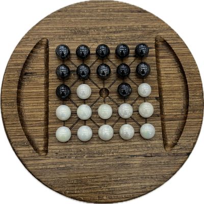 Fanorona Dimy Marble Board Game - 5x5 Fun Strategic Brown Wood