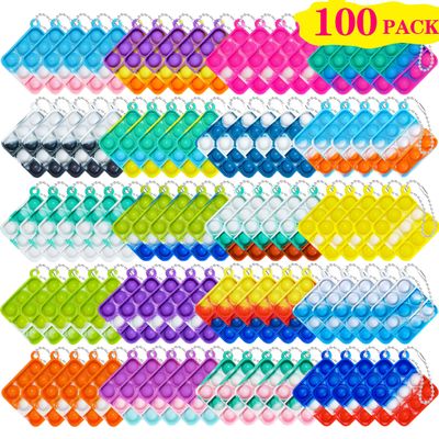 100 Pcs Mini Pop Bubble Fidget Toys for Party Favors, Pop Toy Bulk for Party Favor, Classroom Student Prizes Christmas Easter Basket Goodie Bag Stuffers Valentine for Kids