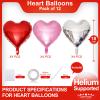 Red Heart Shaped balloons Pack of 12,18 Inch Silver Love Valentine Balloons Pink Heart Romantic Balloons For Valentines Day Propose Marriage Wedding Bridal Shower Engagement Party Decorations view 2