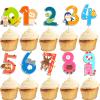 10Pcs Safari Animals Number 0-9 Cupcake Toppers Animals Cake Decorations Noahs Happy Birthday Cupcake Decorations Noahs Number Baby Shower Party Supplies view 1