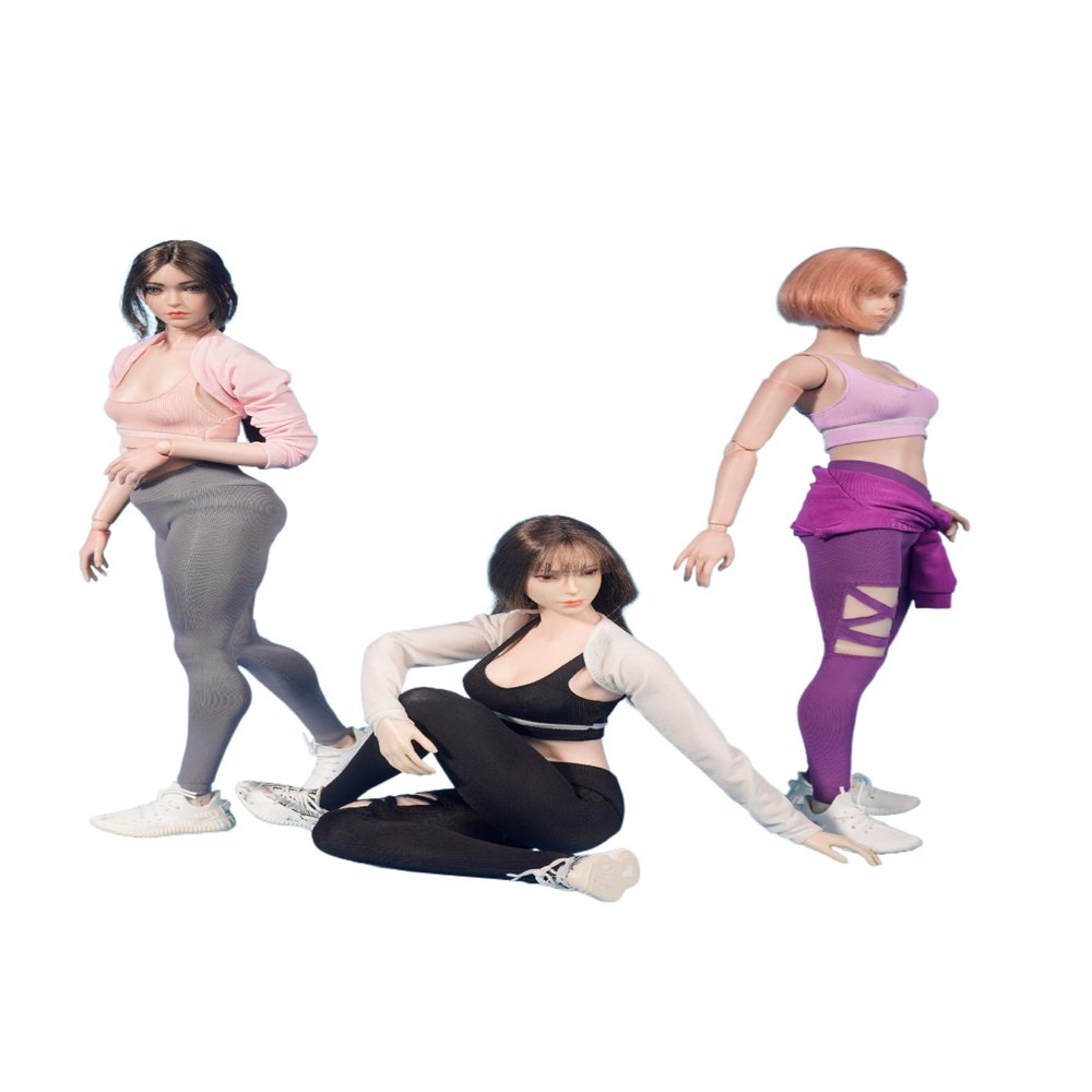 1/6 Scale Female Clothes,Female High Waisted Slim Fitting Sportswear Coat Vest Pants Outfit Clothing for 12inch PH TBL JO Action Figure Body (Pink)