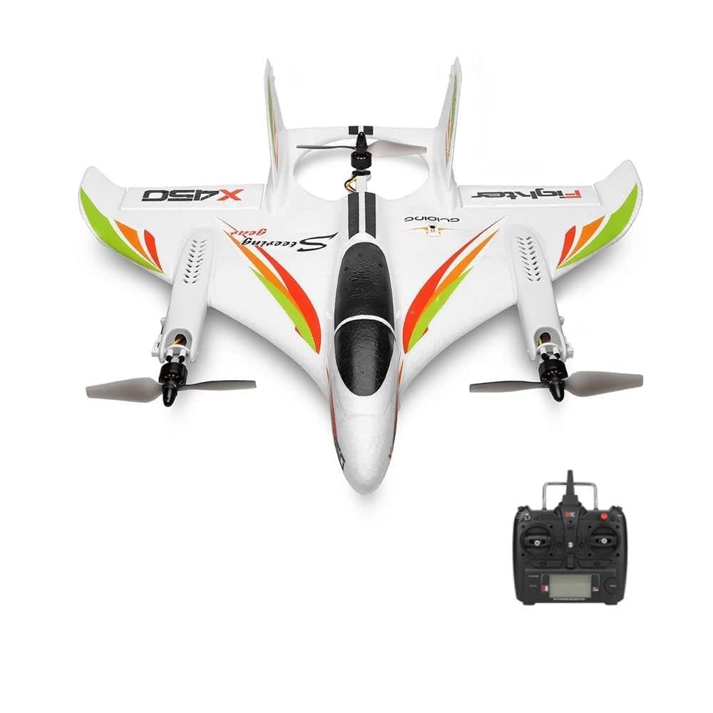 QIYHBVR RC Airplane, 2.4G 6CH RC Glider Fixed Wing Aircraft, 3 Flight Models Brushless RC Helicopters Air Pressure Height Setting, 3D/6G Mode Conversion,Vertical Takeoff Landing RTF for Adult