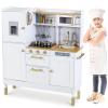 Clevich Play Kitchen, Wooden Kids Kitchen Playset, Pretend Chef Cooking Toy Set w/Realistic Lights & Sounds, Ice Maker, Telephone, Kitchen Accessories, Height Adjustable for Boys Girls Age 3+ view 1