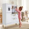Clevich Play Kitchen, Wooden Kids Kitchen Playset, Pretend Chef Cooking Toy Set w/Realistic Lights & Sounds, Ice Maker, Telephone, Kitchen Accessories, Height Adjustable for Boys Girls Age 3+ view 2