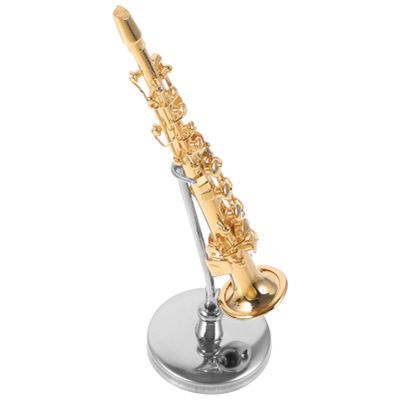 HOMSFOU Miniature Saxophone Model 4 Inch Musical Instrument Decor for Dollhouse Micro Landscape Home Office Display with Box