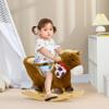 Qaba Baby Rocking Horse, Riding Horse, Plush Animal Rocker with Realistic Sound, Pedals for Ages 18-36 Months, Brown view 2