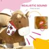 Qaba Baby Rocking Horse, Riding Horse, Plush Animal Rocker with Realistic Sound, Pedals for Ages 18-36 Months, Brown view 3
