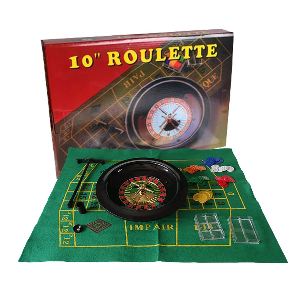 Qaoliffa Roulette Wheel,10-Inch Roulette Wheel Game Set with 60 Chips and Felt Layout,Perfect for Game Night Party