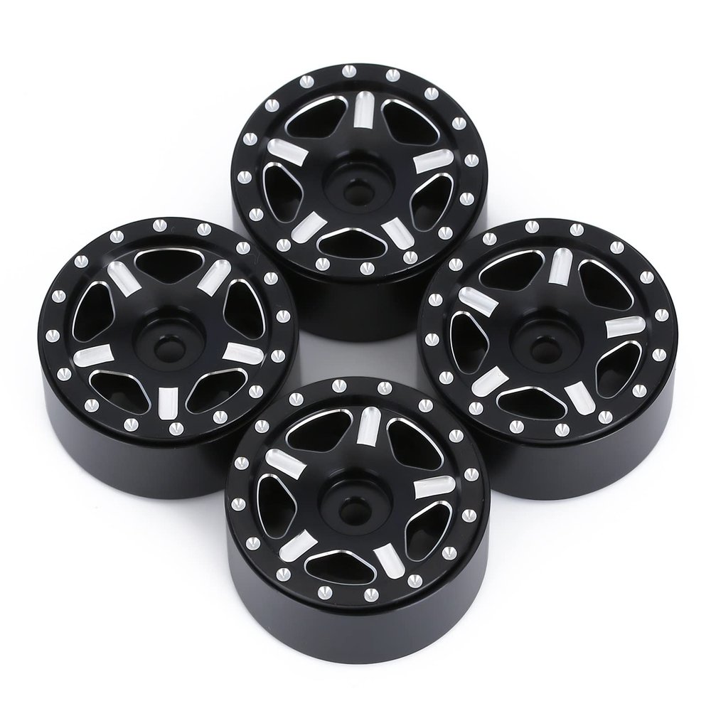 4PCS 1.0" Beadlock CNC Micro Crawler Wheel Rim Hub for 1/24 RC Crawler Car for A-xial SCX24 90081 AXI00001 Modification Accessories (Color : 2)