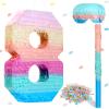 Jenaai 16 Inch Number Piata Kids Birthday Party Macaron Piata with Blindfold Stick and Confetti for Unicorn Birthday Wedding Baby Shower Decor(Number 8) view 1