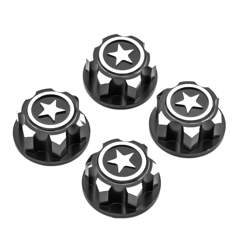 4PCS Aluminum 17MM Hex Wheel Nuts 1.25 Thread Dustproof Anti-Skid Non-Slip Nut for Traxxas X-Maxx Summit Buggy Truck RC Car, Black
