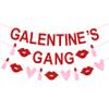 Galentines Gang Banner, Happy Galentines Day Banner, Galentines Day Decorations, HGB Valentines Day Party Decorations, Girl Lady Galentines Day Party Decorations with Hearts Garland, Pre-assembled view 1