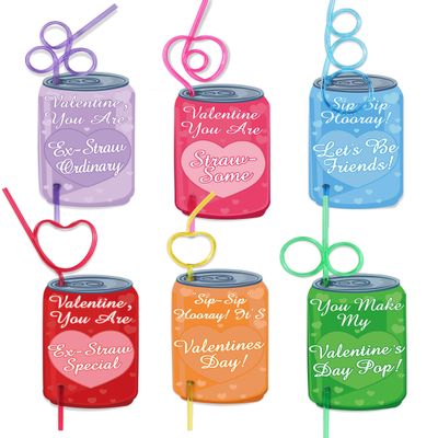 30 Pack Crazy Straws Valentines Day Cards, Valentines Day Gifts for Kids Classroom School Valentines Party Favors for Kids Boys Girls Gift Exchange Goodie Bag Stuffers Toddler Valentine Straws Bulk