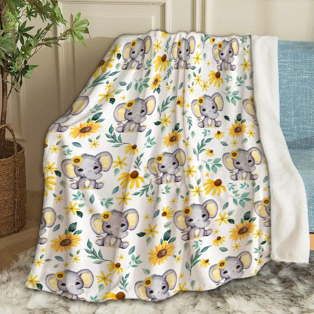 Ottoy Sunflower Elephant Baby Blanket - Gifts, Swaddle Blankets for Baby, 40"x30" (Toddler)