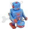 Adorable Tin Wind Up Drumming Robot Toy for Bar Clothing Store Coffee Shop Nostalgic Collectible Easy Winding Interactive Entertainment view 1