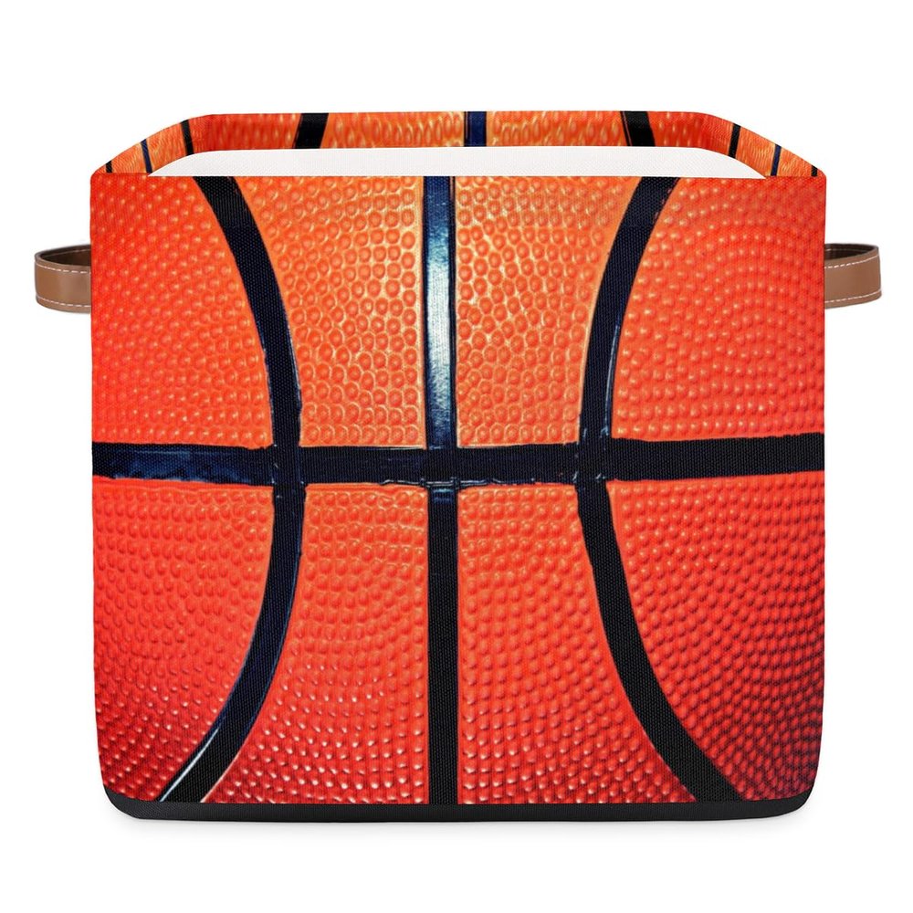 Tavisto Sport Basketball Pattern Storage Cubes, Basket, Cube Storage Bin, Dog Toy Basket, and Baskets for Organizing,Sturdy, Large Size - Perfect for Women's Daily Use, Bedroom, Closet, Living Room