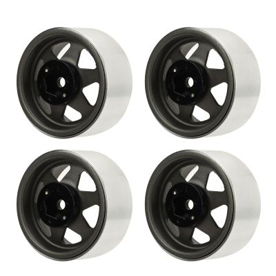 RC Beadlock Wheel Rim, 4Pcs 8.9mm Metal for SCX10 90046 1.9 Inch RC Car Supplies (Gray)