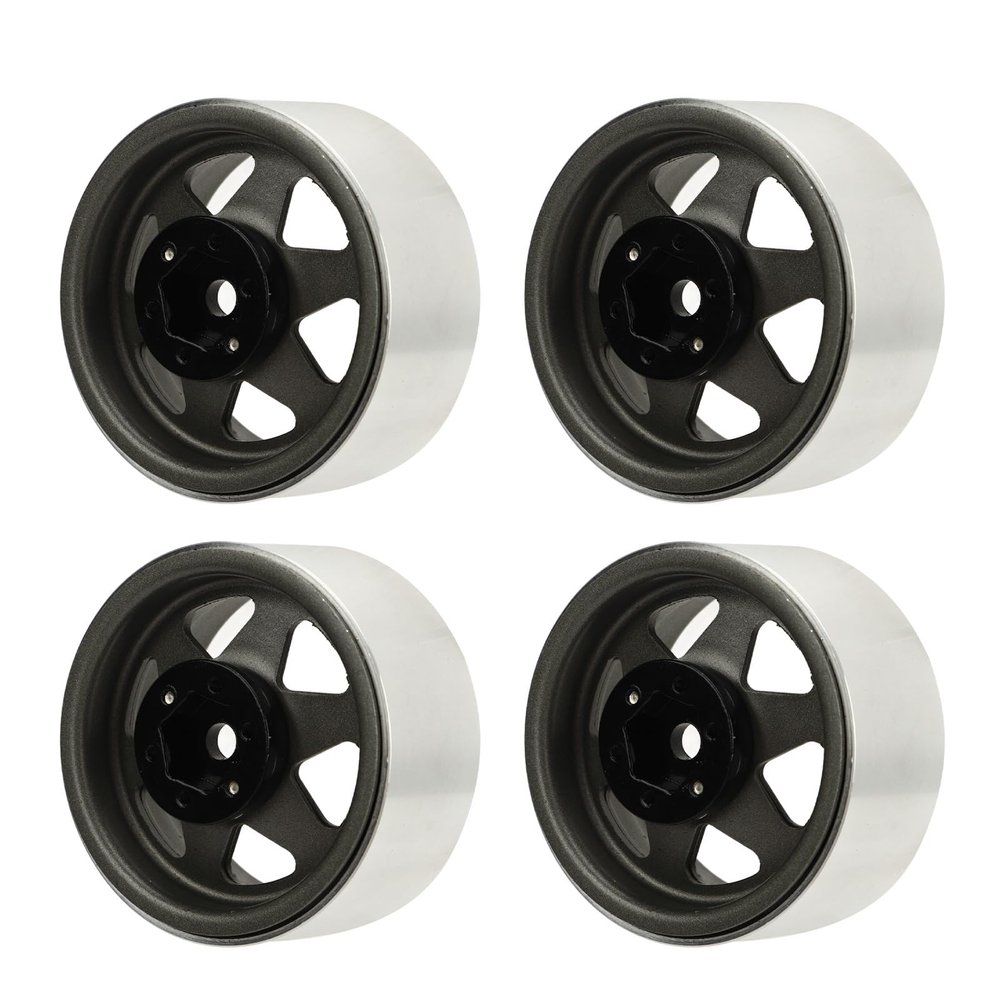RC Beadlock Wheel Rim, 4Pcs 8.9mm Metal for SCX10 90046 1.9 Inch RC Car Supplies (Gray)