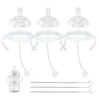 Straw Cup Soft Conversion Kit for Philips Avent Natural Baby Bottle, Toddler Transition Kit with Silicone Straw Top Nipple, Weighted Straw, Bottle Handle, Cleaning Brush, Spill-Proof, BPA-Free, 3-Pack