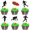 24Pcs Rugby Ball Cupcake Toppers Football Players Sport Cupcake Picks Super Rugby Sports Theme Baby Shower Birthday Party Cake Decorations Supplies view 1