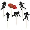 24Pcs Rugby Ball Cupcake Toppers Football Players Sport Cupcake Picks Super Rugby Sports Theme Baby Shower Birthday Party Cake Decorations Supplies view 3