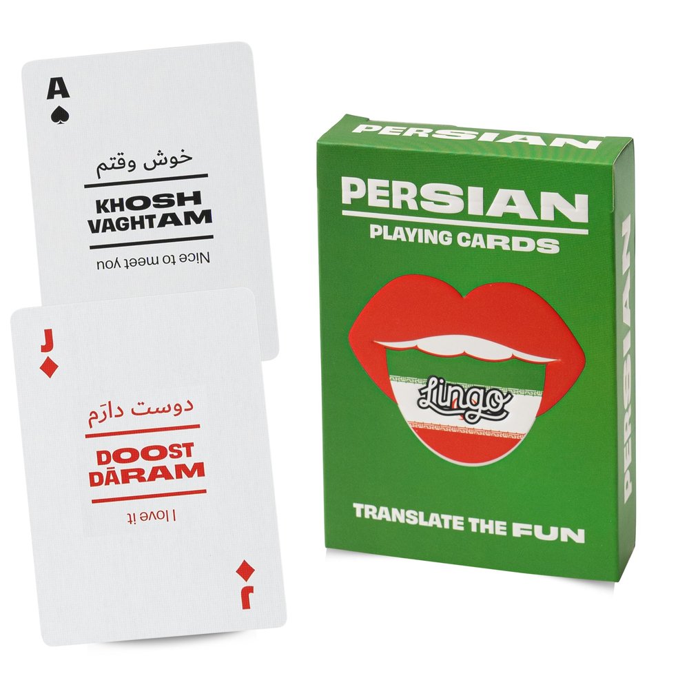 Persian Lingo Playing Cards | Travel Flashcards | Learn Persian Vocabulary in A Fun & Easy Way | 52 Essential Translations