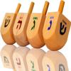 200-Pack Natural Wood Dreidels Hanukkah Draydel with English Transliteration & Instruction Cards (200-Pack) view 3