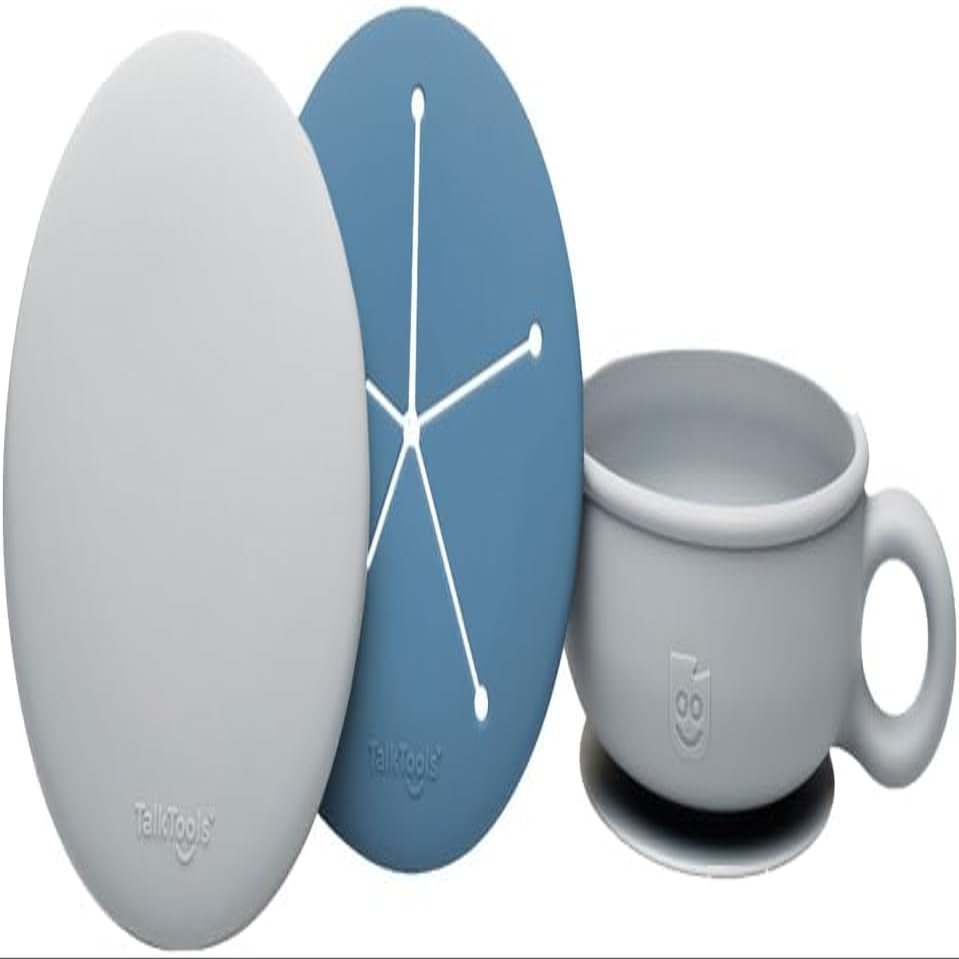 TalkTools Itsy Bowl with Locking Lid - Platinum grade silicone with Volume Lines, Curved Walls for Easy Scooping - for Babies, Toddlers, Children, and Elderly - Snack Cup Lid Accessory (Ocean)