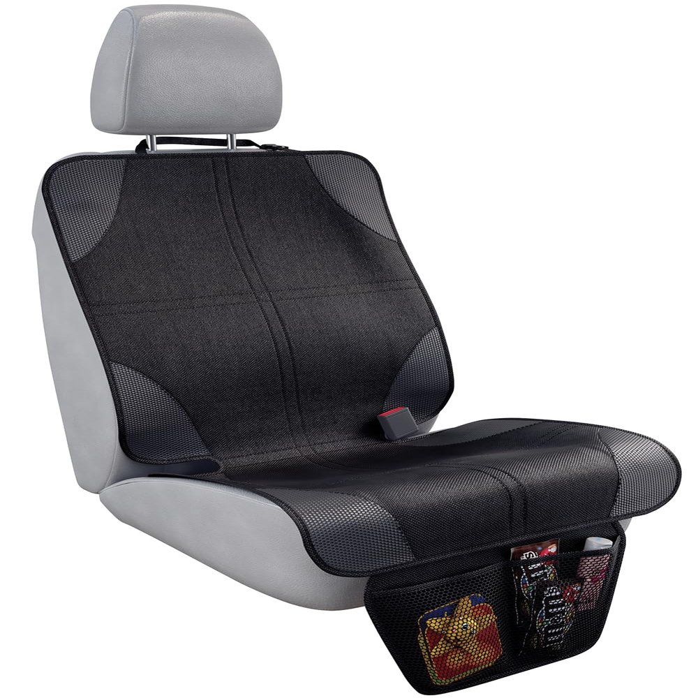 lebogner Car Seat Protector for Baby and Child  Non-Slip, Thick Padded Cover with 2 Mesh Pockets  1 Pack