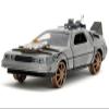 Delorean DMC (Time Machine) Brushed Metal Train Wheel Version Back to The Future Part III (1990) Movie Hollywood Rides Series 1/32 Diecast Model Car by Jada 34786 view 1