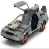 Delorean DMC (Time Machine) Brushed Metal Train Wheel Version Back to The Future Part III (1990) Movie Hollywood Rides Series 1/32 Diecast Model Car by Jada 34786 view 2