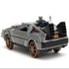 Delorean DMC (Time Machine) Brushed Metal Train Wheel Version Back to The Future Part III (1990) Movie Hollywood Rides Series 1/32 Diecast Model Car by Jada 34786 view 4