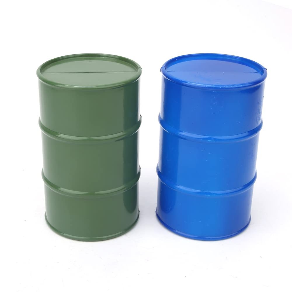 Rc Oil Drum, Rc Fuel Container, Oil Drum Mini Metal Oil Drum Container Rc Crawler Accessory for Mini Rc Crawler Toy Car (Blue Green)