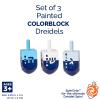 Rite Lite Hanukkah Dreidel Gift Set of 3 - Chanukah Colorblock Blue Wooden Dreidels Jewish Holiday Party Bulk Multicolor Dreidels with Hebrew Lettering Goodie Bag Rewards Hours of Fun! view 2