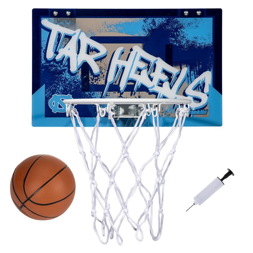 Franklin Sports UNC Over The Door Basketball Hoop - Kids Indoor Basketball Hoop with Mini Ball - Fan Shop Toy for Bedroom + Office - Over The Door Set