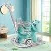 Legendstone Rocking Horse for Toddlers 1-3 Years,4 in 1 Design, Kids Ride on Toy Balance Bike Push Cart with Detachable Balance Board,Fun Birthday Gifts-Blue view 1