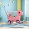 Legendstone Rocking Horse for Toddlers 1-3 Years,4 in 1 Design, Kids Ride on Toy Balance Bike Push Cart with Detachable Balance Board,Fun Birthday Gift-Pink view 1