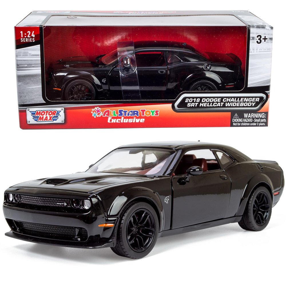 All Star Toys 2018 Challenger SRT Hellcat Widebody Black with Red Interior 1/24 Diecast Model Motormax 79350 Exclusive Edition