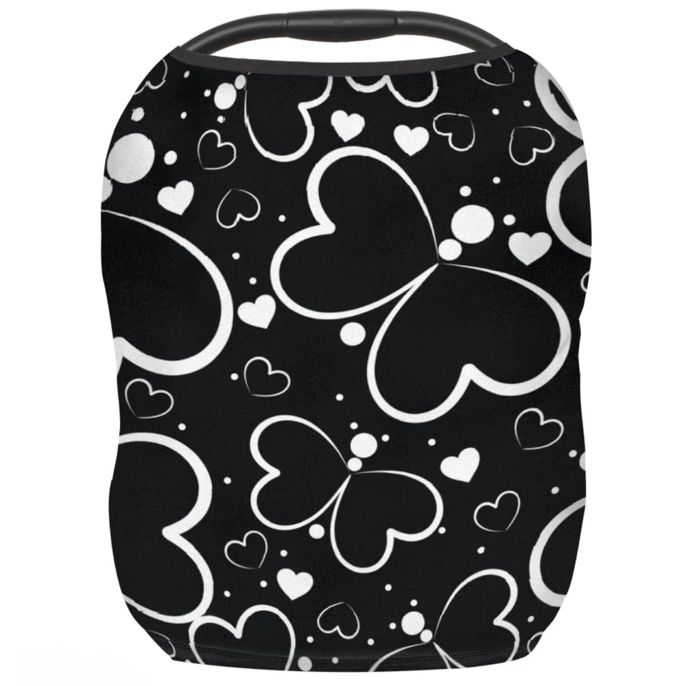 Butterfly Lover Heart Baby Car Seat Cover for Baby Boys and Girls Breathable Lightweight Carseat Cover Baby Carrier Cover Soft Flexible for Girls Boys