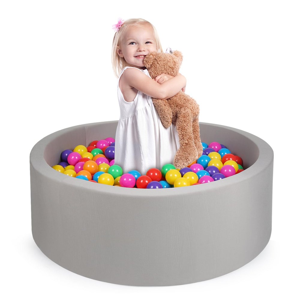 COZYTRAUM Foam Ball Pit, 35"x 12" Ball Pits for Toddlers, Soft Round Kiddie Baby Ball Pool for Kids, Ideal Gift for Babies Indoor Outdoor Game, Balls Not Included (Grey)