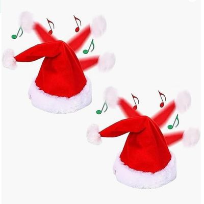Metionc Electric Singing and Dancing Christmas Hat - Funny Plush Swing Christmas Hat for Christmas New Year Party (2pcs)