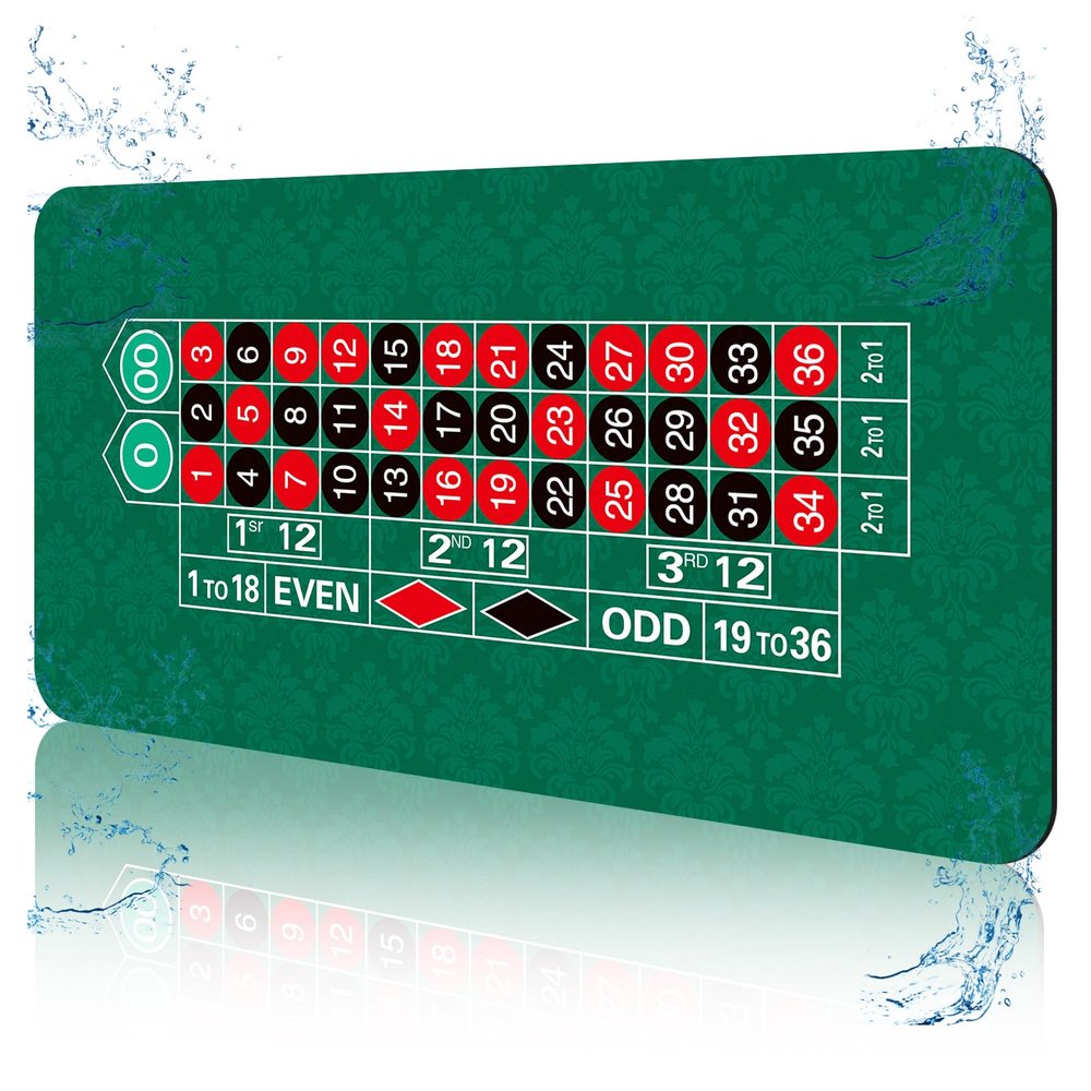 FURUISEN 70'' x 35'' Upgraded Waterproof Casino Roulette Tabletop Layout Mat with Carrying Bag, Anti-Slip Rubber Roulette Game Layout Table Top Cover for Parties, Home Entertainment, Game Night
