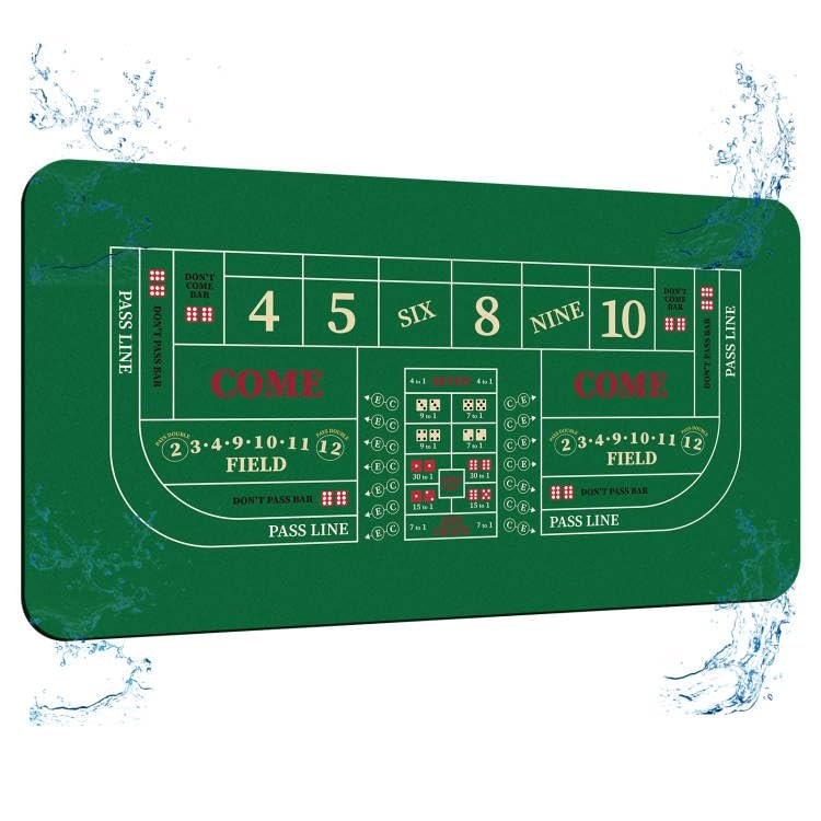 FURUISEN 70'' x 35'' Upgraded Waterproof Casino Craps Tabletop Layout Mat with Carrying Bag, Anti-Slip Rubber Craps Dice Game Layout Table Top Cover for Parties, Home Entertainment, Game Night