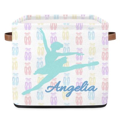 OMFUNS Ballerina Dancer Personalized Storage Basket 13x13 Chic Ballet Custom Collapsible Cube Storage Bin Fabric Storage Box Organizing for Closet Shelf Home Nursery Toy Basket
