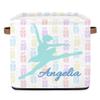 OMFUNS Ballerina Dancer Personalized Storage Basket 13x13 Chic Ballet Custom Collapsible Cube Storage Bin Fabric Storage Box Organizing for Closet Shelf Home Nursery Toy Basket view 1