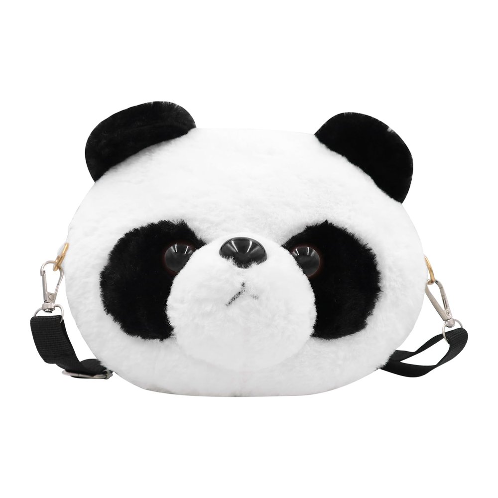 Amamcy Cute Stuffed Animal Purse for Girls 3D Bear Panda Head Crossbody Bag Fluffy Pig Frog Shoulder Bag Plush Animal Bag