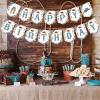 Cowboy Happy Birthday Banner, Blue Western Cowboy Birthday Decorations, Cowboy Themed Banner, First Rodeo Birthday Party Supplies view 3