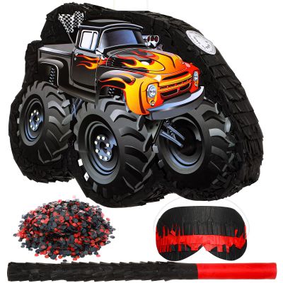 Fulmoon 3D Truck Piata 16 Inch Monster Truck Piata Construction Piata with Stick Blindfold Confetti Boys Birthday Party Supplies for Birthday Mexican Party Decorations Carnival Events (Novel)