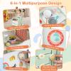 HONEY JOY Baby Push Walker, 6-in-1 Wooden Play Kitchen Walker Activity Center w/Shape Sorter, Develop Motor Skills & Creativity, Push Toys for Babies Learning to Walk, Gift for Boys and Girls view 4